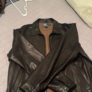 Polo by Ralph Lauren Men's Dark Brown Leather Jacket